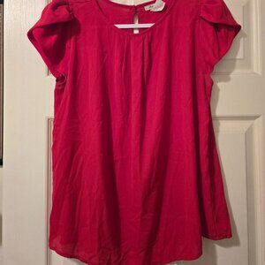 Red april cap sleeve blouse